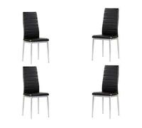 MOMMA HOME Set de 4 Sillas - Modelo Rene - Color Negro/Plata - Material Ecopiel/Metal - Medidas 41 x 47 x 98 cm