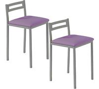 MOMMA HOME Taburetes de Cocina - Pack 2 Taburetes de Cocina, Banquetas, Taburete Bar, Material Metal/Ecopiel, MOLI, Medidas 34x34x65cm (Morado/Plata)