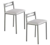 MOMMA HOME Taburetes de Cocina - Pack 2 Taburetes de Cocina, Banquetas, Taburete Bar, Material Metal/Ecopiel, MOLI, Medidas 34x34x65cm (Blanco y Plata)