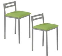 MOMMA HOME Taburetes de Cocina - Pack 2 Taburetes de Cocina, Banquetas, Taburete Bar, Material Metal/Ecopiel, MOLI, Medidas 34x34x65cm (Verde/Plata)