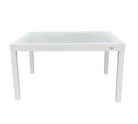 MOMMAHOME® Mesa Extensible Jardin Aluminio y Cristal Templado Mesa Comedor Rectangular Extensible de Exterior Al Aire Libre 6-10 Personas Medidas 135/270x90 cm