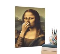 Mona Lisa Bathroom Art - Mona Lisa Holding Her Nose, Humor Whimsical Vintage Posters, Bathroom Wall Painting Decoration | For Home Room Apartment Vacation Party Holiday Thanksgiving Restaurant Hotel