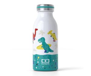 MONBENTO - Botella Termica Infantil MB Cooly azul Dino - Botella Agua Acero Inoxidable Niños Ideal para Colegio, Picnics - Cantimplora Termica Infantil Bebidas Calientes/Frías - Sin BPA - Dinosaurios