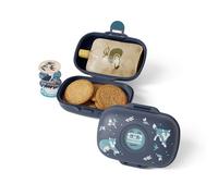 monbento - Caja Merienda Niños Gram azul Wolf - Fiambrera Merienda sin BPA ideal para la Escuela, Picnics, Vacaciones - Snack Box con Motivo Lobo para Niños - Personalizable y Resistente