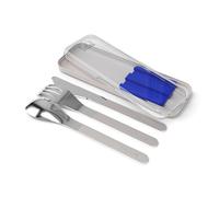 Monbento - Cubiertos Nomades MB Slim Box - Azul - Set cubierto almuerzo caja con estuche para Bentos MB Original MB Square y MB Sense - Cubierto para comidas nómadas al aire libre - Tenedor cuchillo