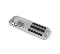 MONBENTO - Cubiertos para Llevar con Estuche MB Slim Box Onyx - Cubiertos Portatiles con 3 Piezas Cuchillo, Cuchara y Tenedor - Ideal para Trabajo, Camping, Escuela - Acero Inoxidable - Negro