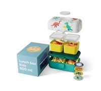 monbento - Fiambrera Infantil Dinosaurios con Compartimentos MB Tresor azul Dino - Lonchera para Niños Ideal para Escuela/Picnic - Sin BPA - Fiambrera Personalizada y Segura - Lunch Box Niños Azul
