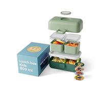 monbento - Fiambrera Infantil MB Tresor Green Forest - Lonchera para Niños 3 Compartimientos - Caja de Merienda - Ideal Escuela/Parque - Sin BPA - Segura y Duradera - Verde