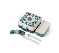 monbento - Fiambrera Sandwich Niños Snacky azul Camo - Caja Merienda para Bocadillo Integral - Cubiertos incluidos - Fiambrera Personalizada Infantil - Ideal para el Cole/Picnic - Sin BPA - Pájaros