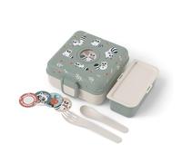 monbento - Fiambrera Sandwich Niños Snacky verde Raccoon - Caja Merienda para Bocadillo Integral - Cubiertos incluidos - Fiambrera Personalizada Infantil - Ideal para Cole/Picnic - Sin BPA - Mapache