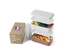 monbento - Lunch Box Tartera Original blanco/rosa Made in France - Bento Box con 2 Compartimientos Herméticos - Fiambrera Comida Trabajo/Picnic - Sin BPA y Duradera - Bicolor