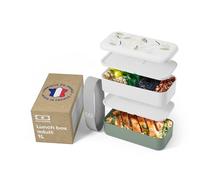 monbento - Lunch Box Tartera Original graphic verde Leaves Made in France - Bento Box con 2 Compartimientos Herméticos - Fiambrera Comida Trabajo/Picnic - Sin BPA y Duradera - Motivo Natural