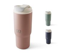 MONBENTO - Vaso Termico Travel Mug L rosa Moka - Botella Termica con Pajita 600 ml - Mantiene Bebidas Calientes/Frías - Taza Térmica con Tapa de Doble Apertura - Perfecto para Café, Infusiones, Té
