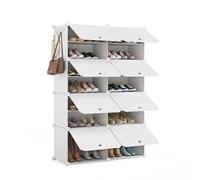 Mondeer Armario de Almacenamiento de Zapatos, Zapatero Modular de plástico, Organizador de Zapatos, a Prueba de Polvo e Impermeable, Zapatero apilable de 8 Capas para vestíbulo, Dormitorio, Sala de