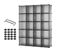 Mondeer Armario Portátil Modular - 20 Cubos Con Puerta de Tablero de Resina - Almacenamiento para Ropa, Libros, Juguetes - 184 cm X 37 cm X 147 cm - Gris Claro
