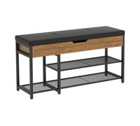 Mondeer Banco de Zapatos con Asiento, Banco de Almacenamiento con Zapatero de 2 Niveles Ajustable y cajón abatible, Estilo Industrial para Entrada, Pasillo, Sala de Estar, Dormitorio, 96 x 30 x 50 cm