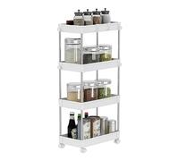Mondeer Carro de Almacenaje, Carro Estantería de 4 Niveles con Ruedas, Multifuncional, para Oficina Cocina Baño, An. 22 x Pr. 40 x Al. 85 cm, Blanco