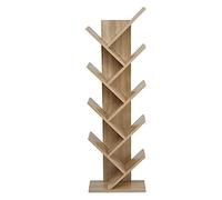 Mondeer Estantería de Madera con Forma de árbol con 9 Compartimentos para Guardar CDs revistas en la Oficina, librería, casa, Roble