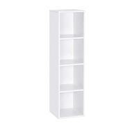 Mondeer Estantería Librería, Estantería Pared Estantería de Madera con 4 Cubos Ordenado para Libros CD Juguetes Blanco 30 * 30 * 120cm