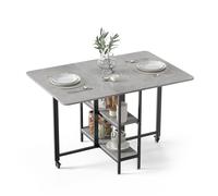 Mondeer Mesa de Comedor Plegable móvil con 2 estantes Abiertos de Almacenamiento para Espacios pequeños, Comedor, Cocina, 120 x 80 x 75 cm, Color Gris