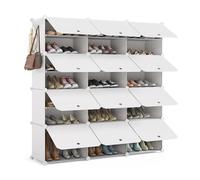 Mondeer Organizador de Zapatos de plástico de 3 x 7 Niveles, Zapatero Modular con Puerta, Capacidad para 42 Pares de Zapatos Diferentes, Ahorra Espacio, Adecuado para pasillos, dormitorios, entradas
