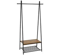 Mondeer Perchero de Pie, Perchero con Zapatero, Perchero Puerta, Perchero Metálico de Pie para Ropa y Zapatos, Estante de Pasillo,Percha clásica Industrial, 62x41x160cm, Marrone