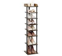 Mondeer Zapatero Alto, Estante Delgado de 7 Niveles, Estilo Industrial Estrecho de Madera para Entrada, Pasillo, Dormitorio, 28 x 28 x 113 cm, marrón rústico