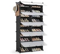 Mondeer Zapatero de plástico con 10 niveles, organizador de zapatos con capacidad para 40 pares de zapatos, ahorra espacio, para pasillo, dormitorio, salón, entrada (negro)