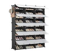 Mondeer Zapatero de plástico con 10 niveles, organizador de zapatos con capacidad para 60 pares de zapatos, ahorra espacio, para pasillo, dormitorio, salón, entrada (negro)