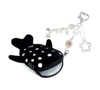 Monedero de Felpa en Forma de Ballena con Cierre de, Black | Monedero de tela de felpa para contenedor de almacenamiento de pequeño, billetera con llavero de tela