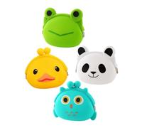Monedero de Silicona Dibujos Animados para Monedas, 4 Piezas | Forma de Orejas de Gato, Compacto y Práctico, para Niños, Almacenamiento Pequeño y Auriculares Estilo Aleatorio