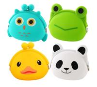 Monedero Infantil 4piezas Forma de Dibujos Animados de Silicona | Monedas y Accesorios Pequeños, Diseño de Orejas de Gato, Adecuado para Niños y Maestros Varios estilos