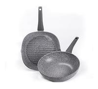 Moneta [Amazon Exclusive] Sinfonia Set Sartén parrilla + Wok también para inducción, revestimiento reforzado con partículas minerales. Fabricado en Italia