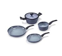 Moneta Aria Finegres Set de 5 Cazuelas y Sartenes de Inducción, Revestimiento Natural Antiadherente, Aptas para el Lavavajillas, Batería de Cocina de 5 Piezas