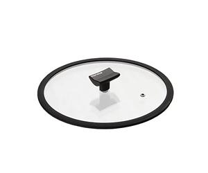 Moneta Coperchio Piatto, Bordo in Silicone e pomolo reggimestolo, 30 cm, Transparent And Black, 0004124530
