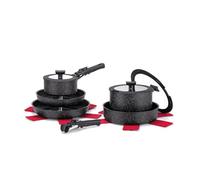 MONETA Magnolia Minispace Batería de Cocina Inducción, Batería de Cocina Acero Inoxidable, Juego de Ollas y Sartenes Full Induction 8 Piezas con Mangos Extraíbles, Cazuelas Induccion y Tapas Vidrio