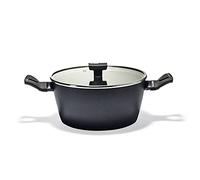 Moneta Nova cazuela, aluminio, Negro, 24 cm con tapa de vidrio, para todo tipo de cocinas incluida inducción