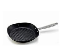 Moneta Parrilla de aluminio revestida con antiadherente, apta para inducción, mango de acero, fabricada en Italia, medidas 28 x 28 cm