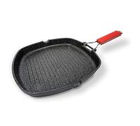 Moneta Pro Grill, Sartén de Inducción con Mango Plegable, Revestimiento Antiadherente y Antiarañazos, Plancha Apta para Todo Tipo de Cocinas, Apta para el Lavavajillas, 28x28 cm