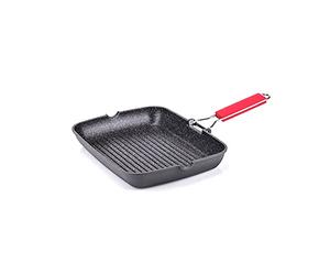 Moneta Sartén parrilla 24 x 34 cm Pro Grill con mango plegable también para inducción, antiadherente