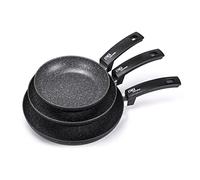 Moneta Set de 3 sartenes de inducción Etnea, con revestimiento antiadherente y antiarañazos, todas las fuentes de calor, aptas para lavavajillas, 3 piezas, 20, 24, 28 cm