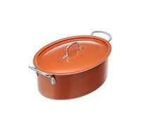 Moneta Zecchino, Cacerola Ovalada con Tapa, Aluminio antiadherente, Cobre, 28 cm