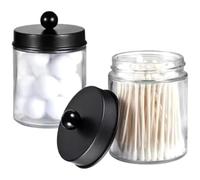 Monetais Soporte para bolas de algodón, recipientes de vidrio transparente con tapa, 3x4, 5 pulgadas, 2 uds.