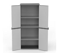 mongardi Armario Alto de 4 Niveles de Resina de PVC y PP, 2 Puertas, 3 estantes, fácil de Montar, Modular System, Resistente, Apto para ambientes Interiores y Exteriores, 68 x 40 x 165 cm, Negro y