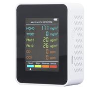 Monitor de calidad del aire con pantalla LCD, que mide CO2, TVOC, HCHO, PM2.5 y PM10, con función de alarma (blanco)