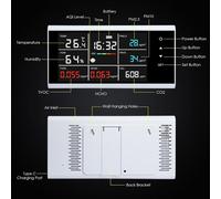Monitor de calidad del aire delgado 9 en 1: CO2, PM2.5, PM10, HCHO, TVOC, temperatura, detector de humedad, pantalla táctil, analizador de calidad del aire, funcionamiento en tiempo real