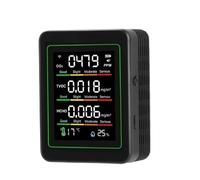 Monitor de calidad del aire, Monitor De Calidad Del Aire Interior 5 En 1, Detector Portátil Tiempo Real, CO2 TVOC, Formaldehído, HCHO, Temperatura Y Humedad(Black)