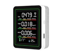 Monitor de calidad del aire, Monitor De Calidad Del Aire Interior 5 En 1, Detector Portátil Tiempo Real, CO2 TVOC, Formaldehído, HCHO, Temperatura Y Humedad(White)