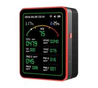 Monitor de calidad del aire, WiFi 15 En 1 Detector De Calidad Del Aire CO CO2 PM0.3 PM1.0 PM2.5 PM10 Probador Portátil Medidor Temperatura Y Humedad(Black)