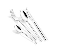 MONIX Amalfi | Set 24 piezas de cubiertos con cuchillo chuletero, Acero Inoxidable 18/0, Acabado Pulido, Apto para Lavavajillas